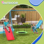 Metal Swing Set for Backyard, 3 in 1 Design with 1 Nest Swing, 2 Seats, 1 Slide, Holds Up to 352 lbs. for Ages 3-8 - Image 7