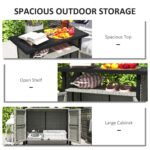 Outdoor Pool Towel Storage Cabinet Organizer, Outdoor Bar Table with Shelf and Cabinet, Pool Towel Holder Pool Valet with Weather-Resistant PE Rattan and Steel Frame, Gray - Image 4