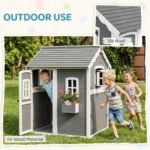 Outdoor Wooden Playhouse for Kids with Floor, Door, Windows, Planter Box for 3-8 Years Old, Backyard, Lawn, Garden - Image 5