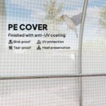 Hoop House Greenhouse, Walk-in Tunnel Greenhouse with 2 Support Rods, Zippered Roll-up Mesh Door, 14.6'x6.5'x6.6', White - Image 5