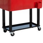 80 QT Rolling Cooling Bins Ice Chest on Wheels Outdoor Stand Up Drink Cooler Cart for Party, Red - Image 8