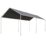 9.6' x 19.5' Carport Heavy Duty Galvanized Car Canopy w/ Included Anchor Kit, 3 Reinforced Steel Cables, Gray