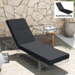 Chaise Lounge Cushion, 4" Thick Outdoor Lounge Chair Cushion with Ties for Patio, 21" x 72 ", Gray - Image 8