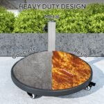 Round Patio Umbrella Base with Wheels, 44 lbs Resin Umbrella Stand Base, Heavy Duty Patio Umbrella Holder for 1.3"/1.5"/1.9" Umbrella Poles for Outdoor, Lawn, Poolside - Image 5