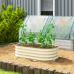 3.4' x 2' x 1' Galvanized Raised Garden Bed Kit, Metal Planter Box with Safety Edging, Cream - Image 2