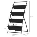 4-Tier Vertical Raised Garden Planter with 4 Boxes, Outdoor Plant Stand Grow Container for Vegetable & Flowers, Black - Image 3