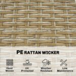 5 Piece Wicker Outdoor Bar Set, Acacia Wood Outdoor High Top Table and Chairs with 3 Tier Shelves, Cushions, Brown - Image 6