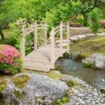 Wooden Arch Garden Bridge, Safety Rails for Backyard Ponds, Creeks, Streams, 7.5' , Natural - Image 2
