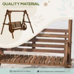 2-Seat Porch Swing with A-Frame Stand, Wooden Log Patio Swing Chair Bench with Wagon Wheel Armrests, Carbonized Brown - Image 4