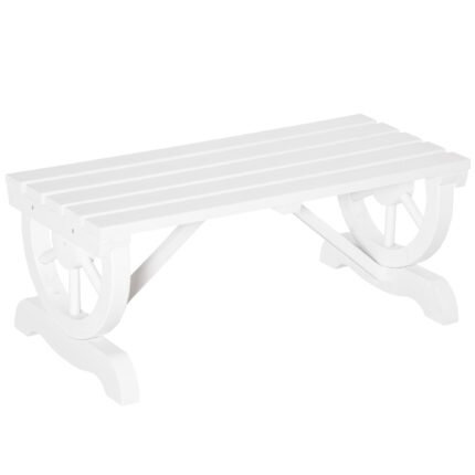 2-Person Wooden Garden Bench with Outdoor Wagon Wheel Porch Bench