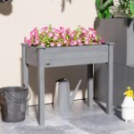 34" Raised Garden Bed, Elevated Wooden Planter Box with Holes for Vegetables, Herb, Flowers for Backyard, Dark Gray - Image 7