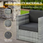 Wicker Bistro Patio Set, 2 Porch Chairs & Glass Table, Black - Image 6