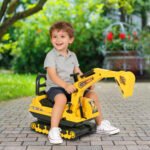 No Power Ride On Excavator Toy Tractors Digger Movable Scooter Walker Pretend Play Toddler Construction Truck Basket Storage For Boys Girls 18-48 Months Yellow Black - Image 2