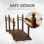 7.5' Fir Wood Garden Bridge Arc Walkway with Side Railings, Perfect for Backyards, Gardens, & Streams, Carbonized - Image 6