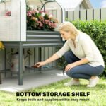 Galvanised Raised Garden Bed with Greenhouse Cover, Metal Elevated Garden Bed with Bed Liner, Bottom Shelf, Dark Gray - Image 7