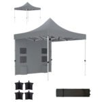 10' x 10' Heavy Duty Pop Up Canopy Tent with Sidewall, UPF50+ Instant Sun Shelter with Storage Pockets, Dark Blue