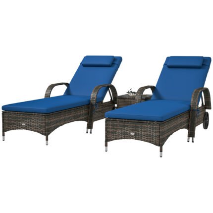 Patio Wicker Chaise Lounge Chair Set of 2