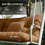 59" Tufted Bench Cushions & Throw Pillows, Replacement Bench Seat Pad, Back & 2 Pillows for Outdoor Furniture, Tan - Image 6