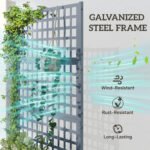 Galvanized Raised Garden Bed Planter Box with Trellis for Climbing Plants, Vegetable, Vines, 43" x 16" x 70", Gray - Image 4