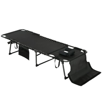Folding Chaise Tanning Lounge Chair w/ 5-level Reclining Back