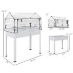 Elevated Garden Box with Greenhouse Cover, Raised Garden Bed with Legs and Drainage Hole for Vegetables, White - Image 3