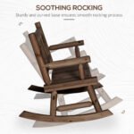 2-Person Wood Rocking Chair with Log Design, Heavy Duty Loveseat with Wide Curved Seats for Patio, Backyard, Garden, Walnut - Image 4
