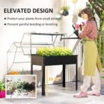 Elevated Garden Box with Greenhouse Cover, Raised Garden Bed with Legs and Drainage Hole for Vegetables, Black - Image 5