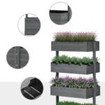 Outdoor Wooden Vertical Garden Planter, 4 Tier Planter Box, Self-Draining for Flowers, Vegetables, Herbs, Gray - Image 7