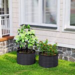 Set of 2 Raised Garden Bed, Metal Planter Box with Safety Edging, Easy-to-assemble Stock Tank, Dark Gray - Image 8