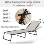 Foldable Chaise Lounge, 3-Position Reclining Back, Portable design and Breathable Mesh for Poolside, Camping, Hiking - Cream White - Image 4