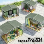 9' x 6' Outdoor Storage Shed, Garden Tool Metal Shed with Foundation Kit, Double Lockable Door, Air Vents and Sloping Roof, for Backyard, Patio, Lawn, Green - Image 7