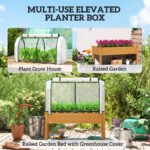 Raised Garden Bed with PE Greenhouse Cover Outdoor Planter Box for Herbs and Vegetables, 48 x 22 x 46 inch, Sand - Image 6