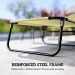 Folding Chaise Lounge Pool Chairs, Outdoor Sun Tanning Chairs with 5-Level Reclining Back, Steel Frame for Beach, Yard, Patio, Beige - Image 7