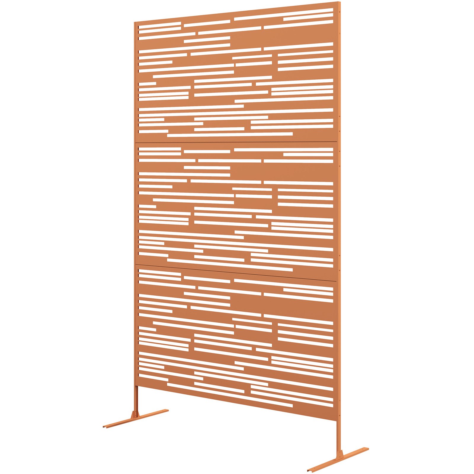 ibwad619865a1df8e.jpg 78" H x 48" W Metal Outdoor Privacy Screen, Freestanding Decorative Privacy Fence Screen for Balcony, Brown - Image 1