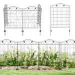 Garden Fence, 4 Pack, 44 in(H) x 12 ft(L) Folding Garden Fence Border, No Dig Ground Stake Metal Fence Panels for Outdoor Patio Yard Landscape