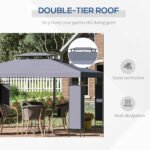 10' x 13' Patio Gazebo, Double Roof Outdoor Gazebo Canopy Shelter with Screen Decorate Corner Frame, for Garden, Lawn, Backyard and Deck, Gray - Image 4