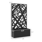 Metal Planter Box Raised Garden Bed with Decorative Privacy Screen, Wall-mounted or Freestanding, 24" x 9.1" x 44.5" - Image 3