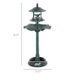3 in 1 Garden Bird Bath Bowl Pedestal with Bird Feeder, Large Water Basin, Underneath Flower Planter, Green - Image 3