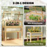 Raised Garden Bed with Mini Greenhouse, Elevated Planter Box with Legs and Bed Liner for Flowers, Vegetables - Image 4