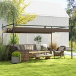 10' x 13' Metal Retractable Pergola Canopy, Outdoor Pergola for Garden, Patio, Backyard, Deck, Brown - Image 2