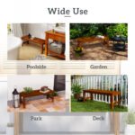 2-Seat Wood Garden Bench, Patio Bench Outdoor Bench with Slatted Seat, Backless Front Porch Bench for Park, Garden, Poolside, Deck, Carbonized - Image 6