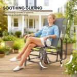 Gliding Lounger Chair Set of 2, Single Rockers with Lightweight Metal & Mesh Construction, Gray - Image 4