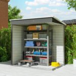 6' x 4' Outdoor Garden Shed, Metal Storage Shed with Lockable Door and Gloves for Backyard Garden Patio, Light Gray - Image 7