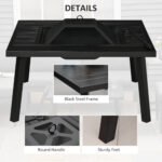 34" Fire Pit with Grill, Metal Outdoor Wood Burning Firepit with Spark Screen, Fire Poker, Cover, Table Lip, Black - Image 6