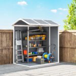 6' x 4' Outdoor Storage Shed, Plastic Shed with Floor, Window, Lockable Door and Vents for Outdoor Patio Storage, Gray - Image 8