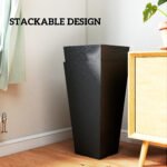 23 Inch Tall Planters for Outdoor Plants, Set of 2 Plastic Flower Pots, for Front Door Patio Garden Use, Black - Image 6