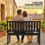 2-Person Garden Bench, HDPE Outdoor Bench with 530 lbs Capacity, Curved Seat for Backyard, Park, Porch, Lawn, Black - Image 4