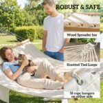 Outdoor Hammock 2-Person, with Pillow & Pad, 440 lbs Capacity, Cream White - Image 6