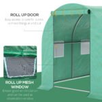 15' x 7' x 6.5' Walk-in Tunnel Hoop Greenhouse, Green House for Outside with PE Cover, Steel Frame, Roll-Up Zipper Door & Windows for Flowers, Vegetables, Tropical Plants, Green - Image 4