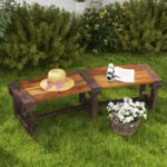 Wooden Garden Bench, Semicircular Round Outdoor Tree Bench, Wrap Around Park Bench for Yard, Patio, Deck, Lawn, Brown - Image 2
